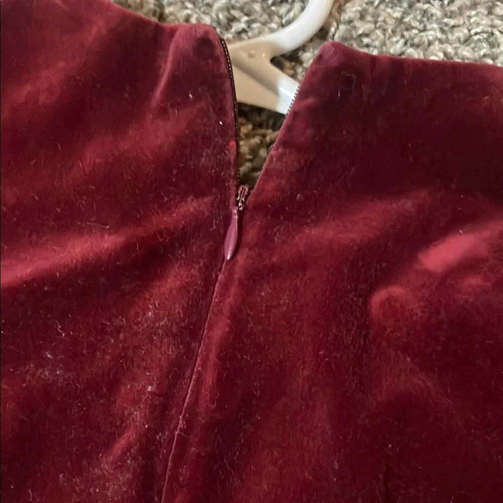The Children’s Place Velvet Burgundy Dress with Black Tie Ribbon